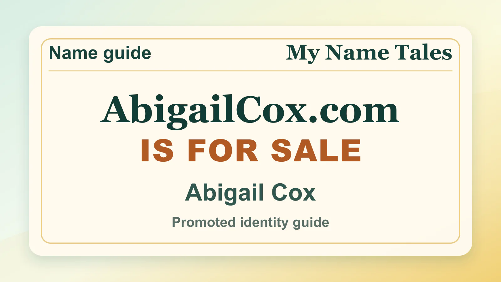 Abigail Cox identity guide image — AbigailCox.com is for sale