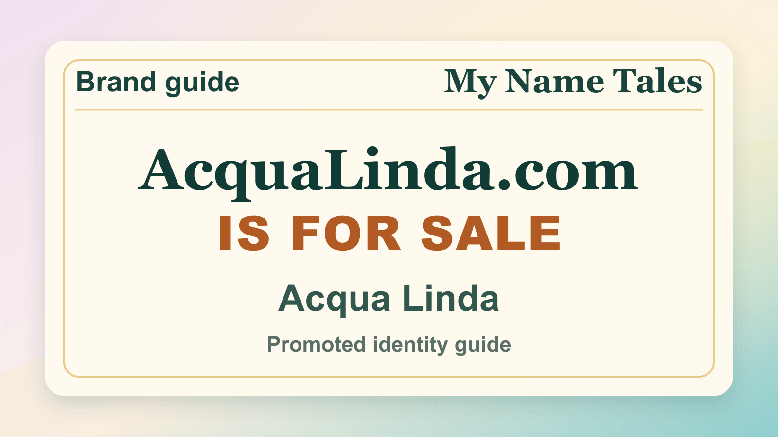 Acqua Linda identity guide image — AcquaLinda.com is for sale