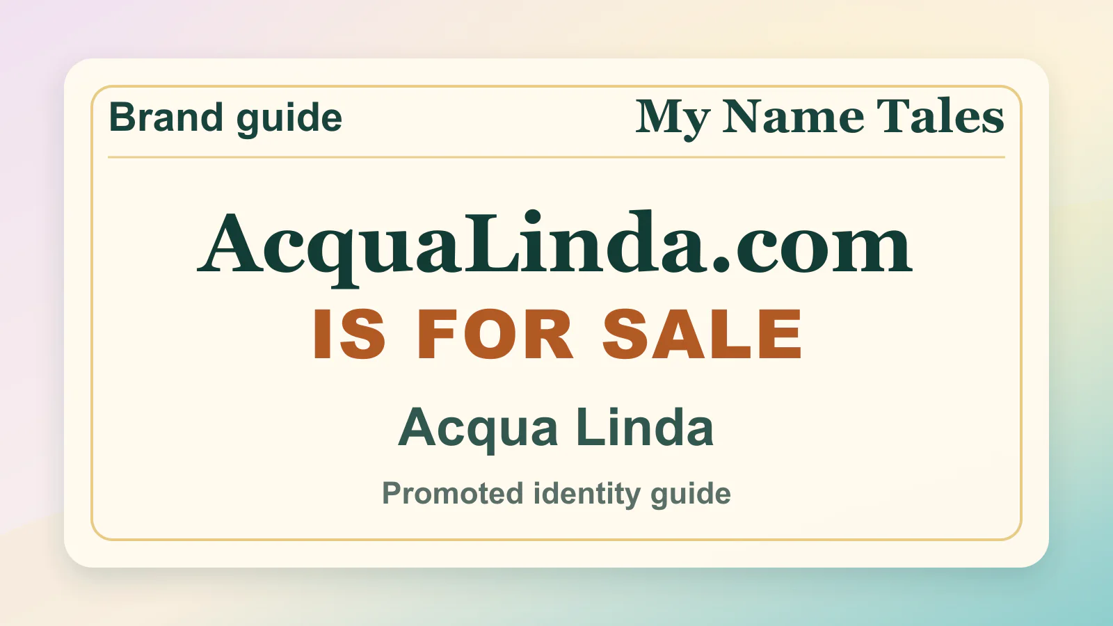 Acqua Linda identity guide image — AcquaLinda.com is for sale