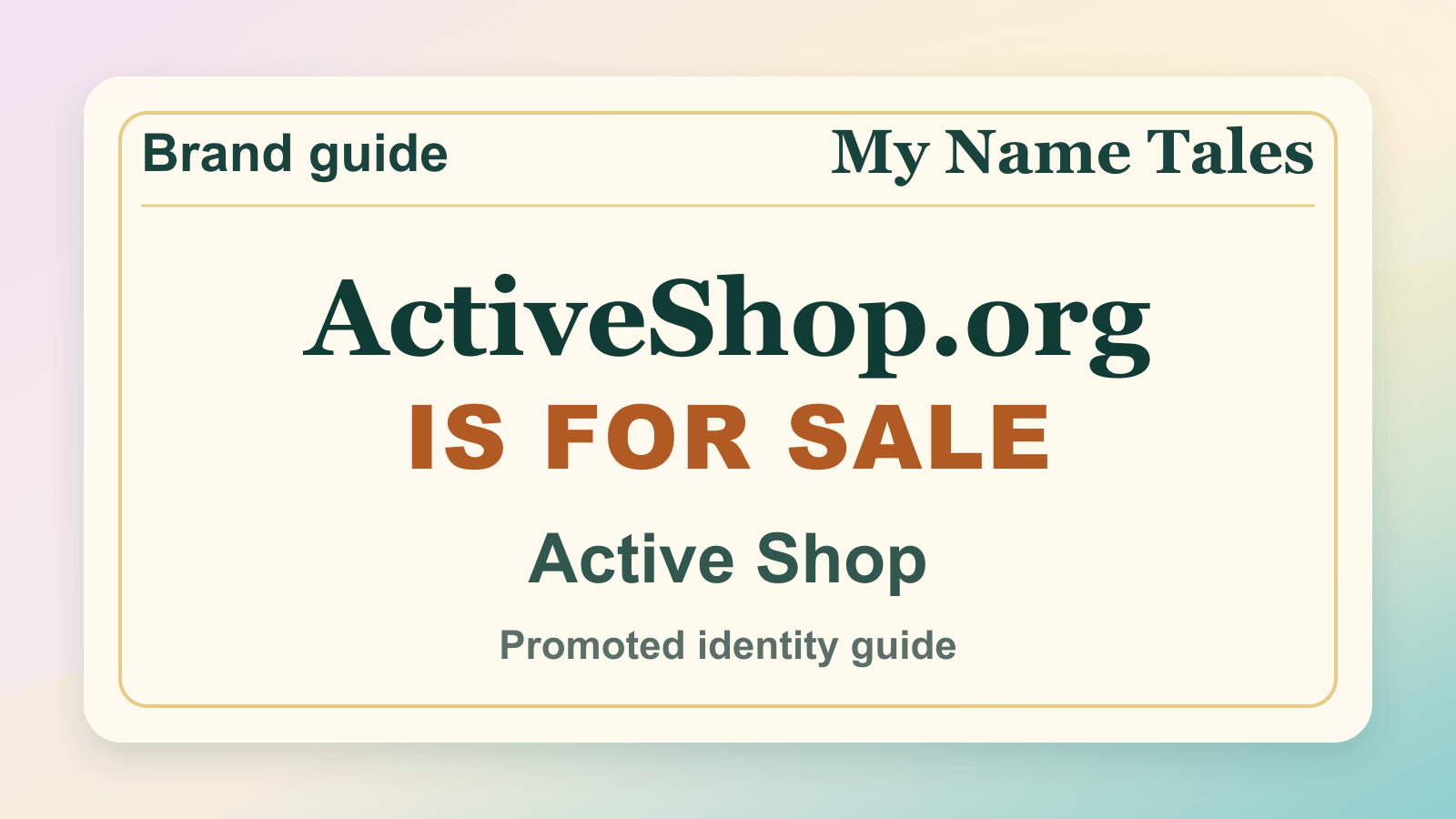 Active Shop identity guide image — ActiveShop.org is for sale