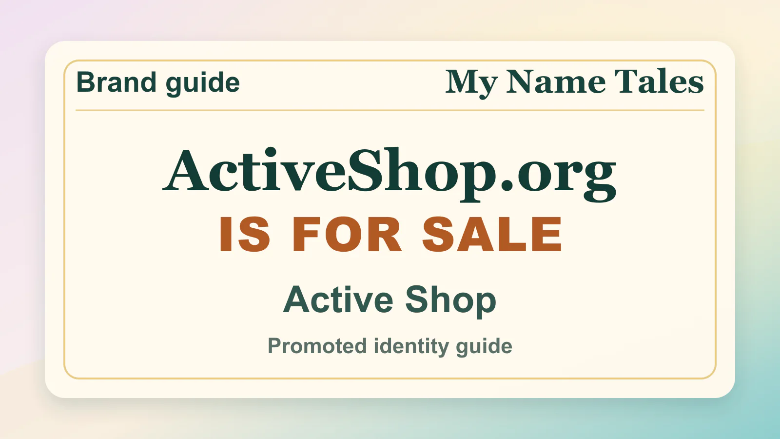 Active Shop identity guide image — ActiveShop.org is for sale