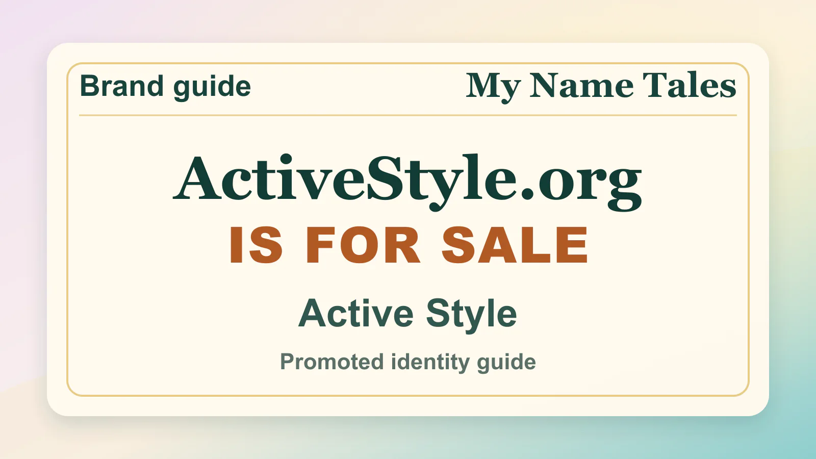 Active Style identity guide image — ActiveStyle.org is for sale
