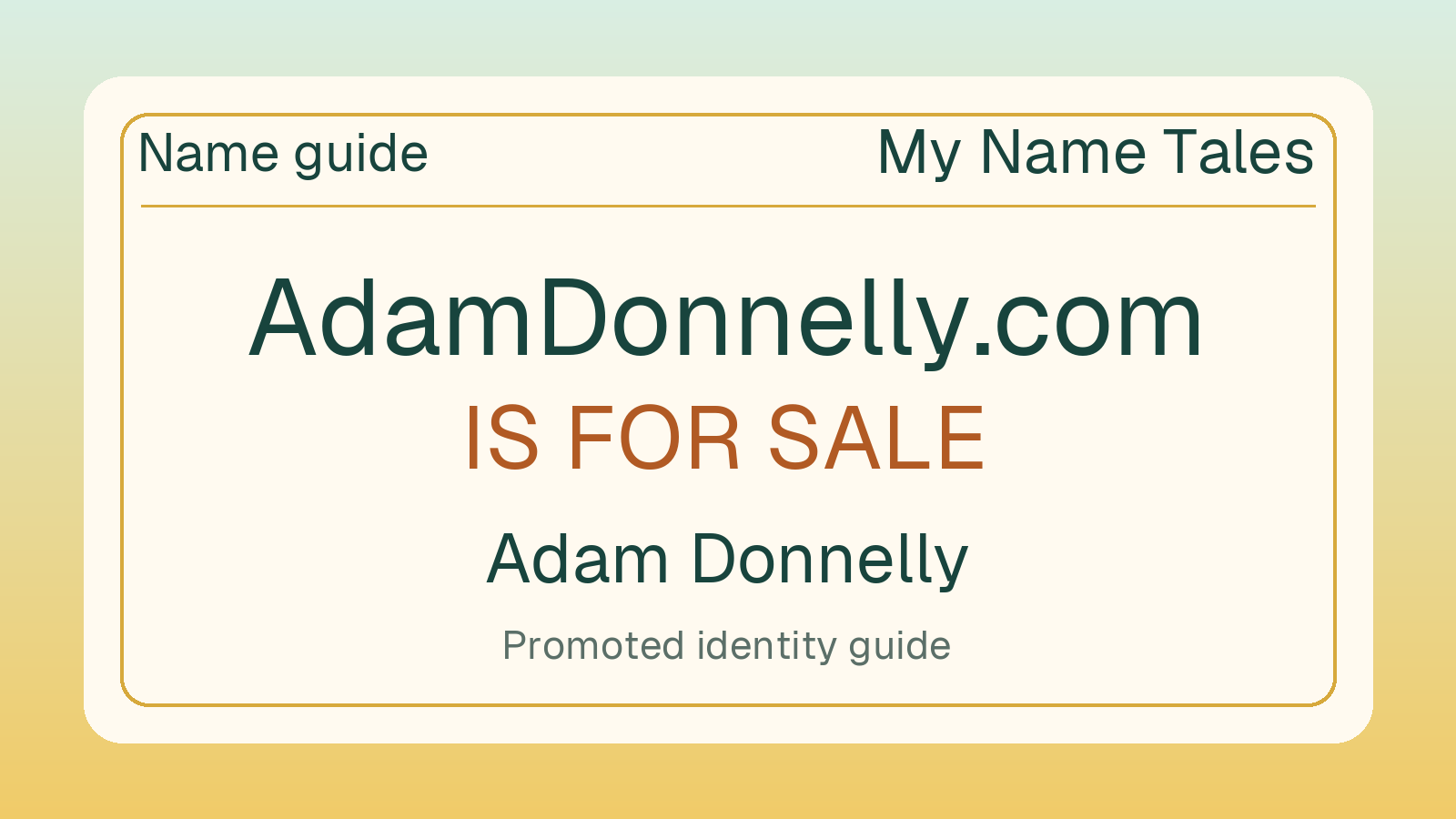 Adam Donnelly name guide — AdamDonnelly.com is for sale