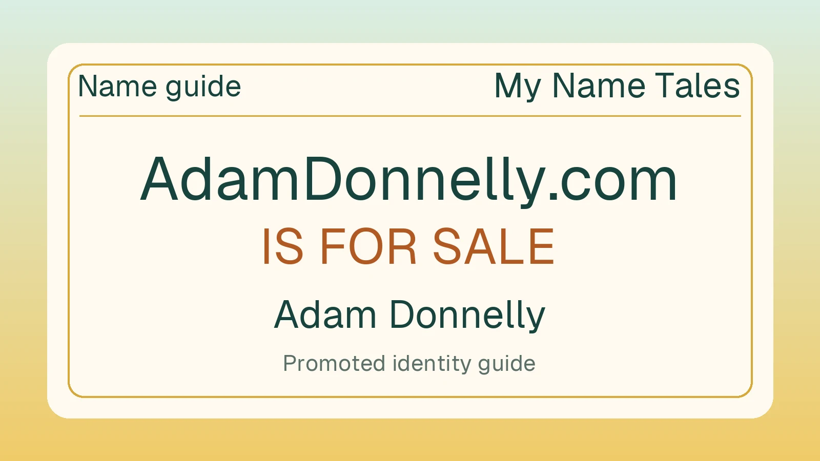 Adam Donnelly name guide — AdamDonnelly.com is for sale
