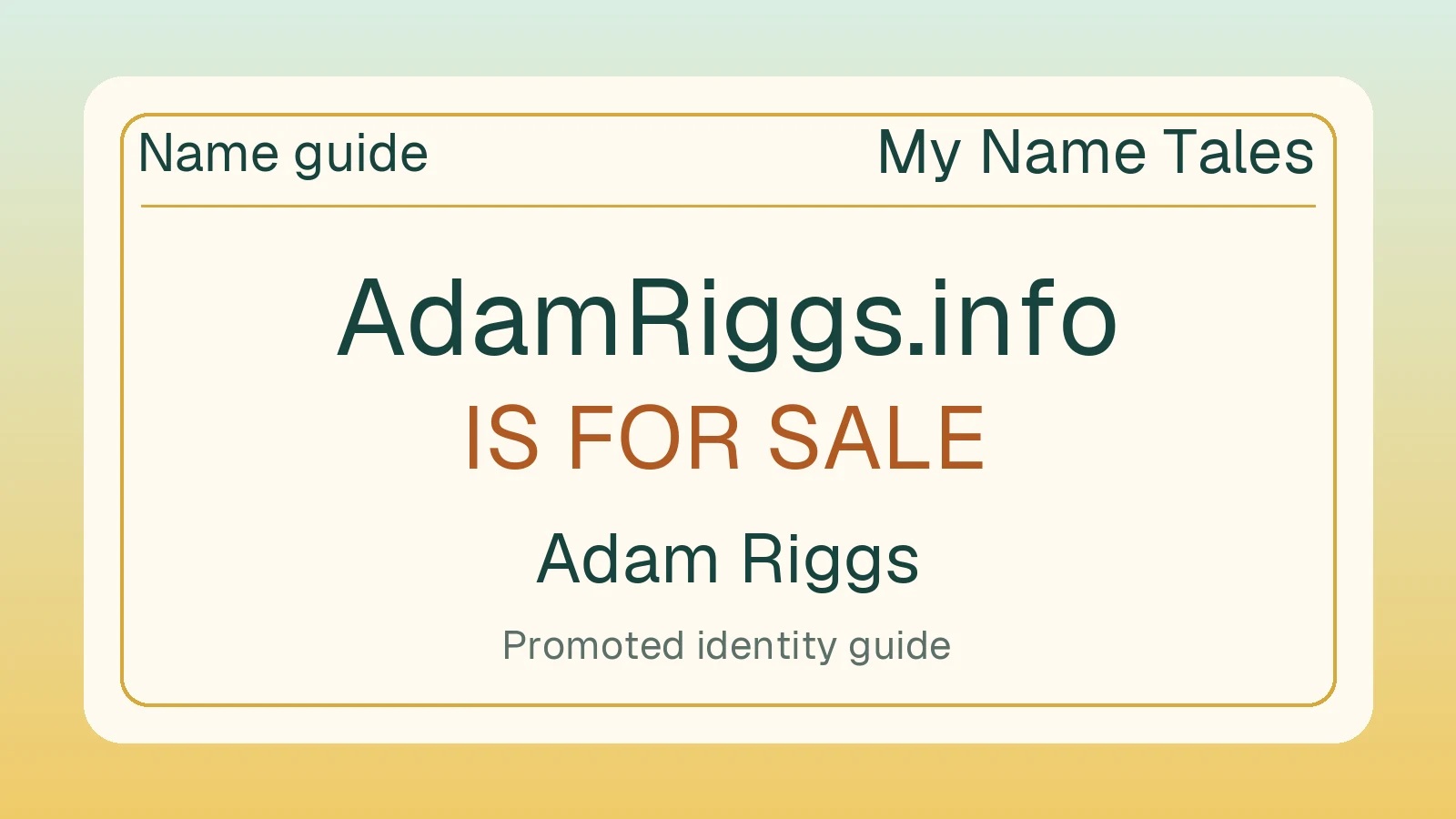 Adam Riggs name guide — AdamRiggs.info is for sale