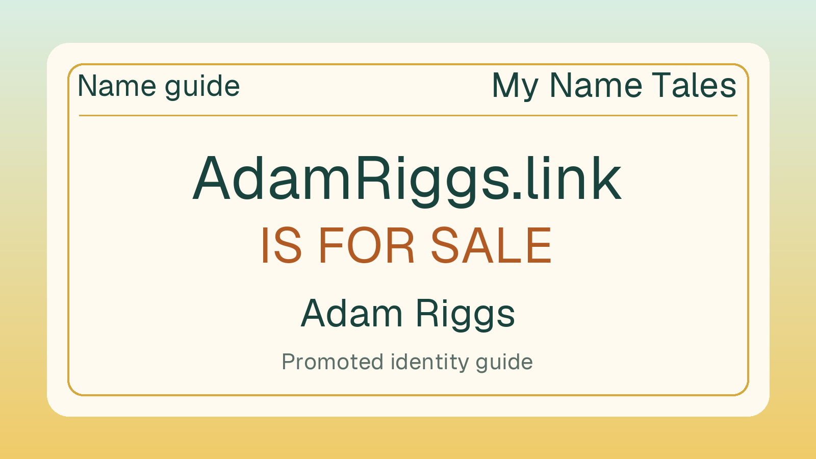 Adam Riggs name guide — AdamRiggs.link is for sale