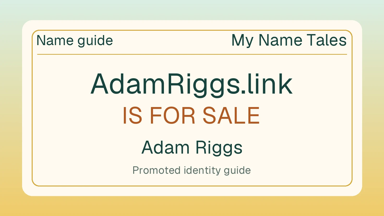 Adam Riggs name guide — AdamRiggs.link is for sale