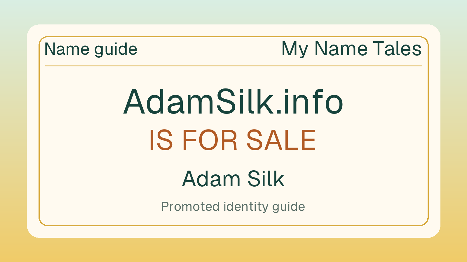 Adam Silk name guide — AdamSilk.info is for sale