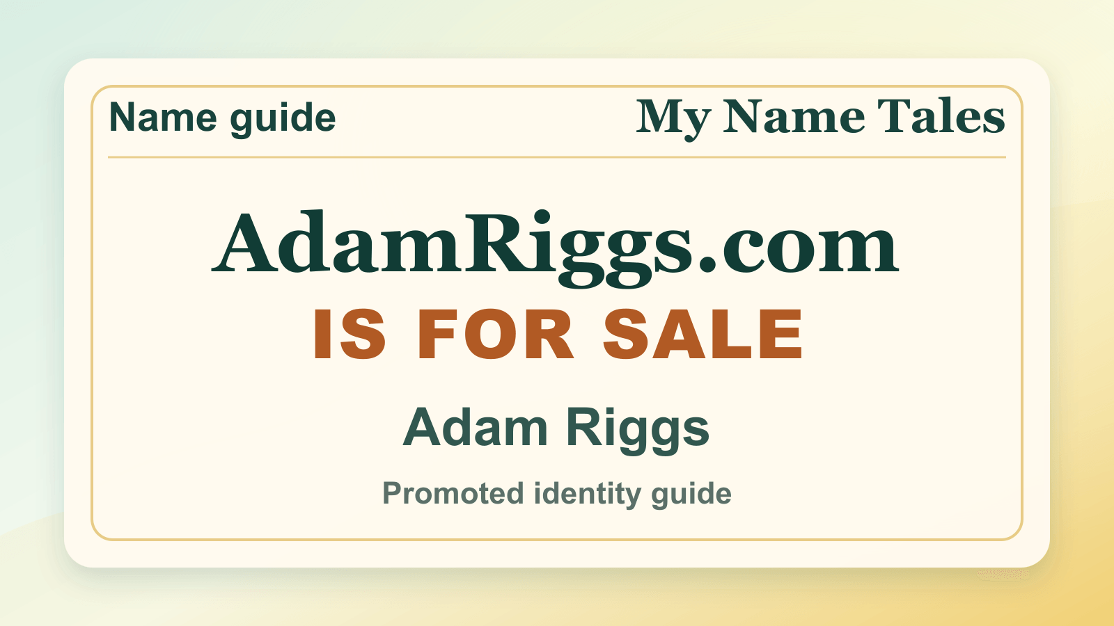 Adam Riggs identity guide image — AdamRiggs.com is for sale