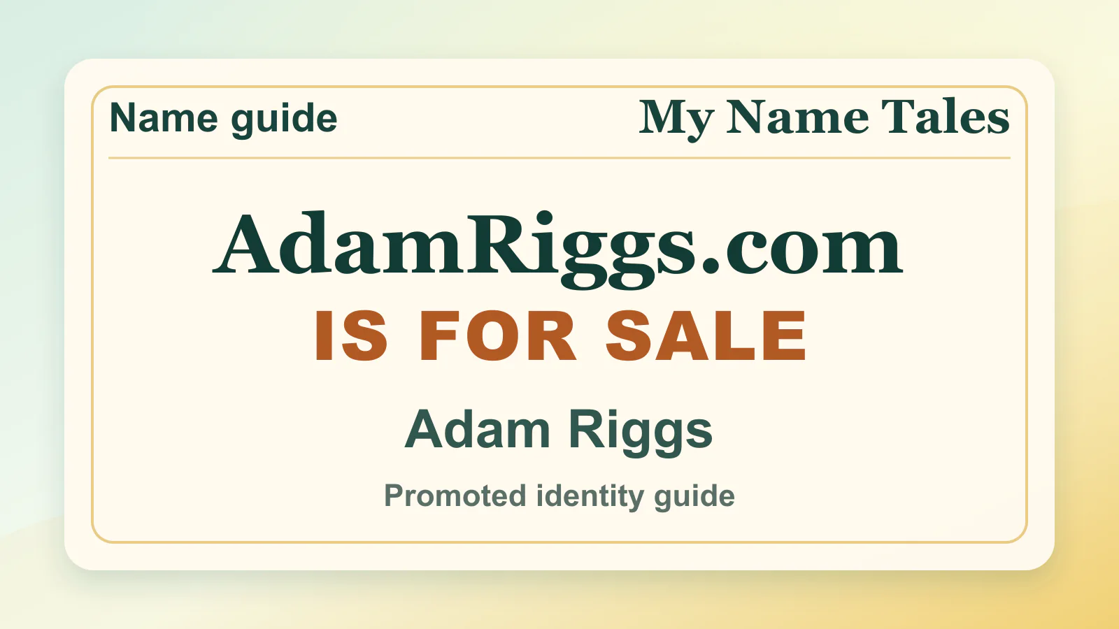 Adam Riggs personal name guide thumbnail on My Name Tales