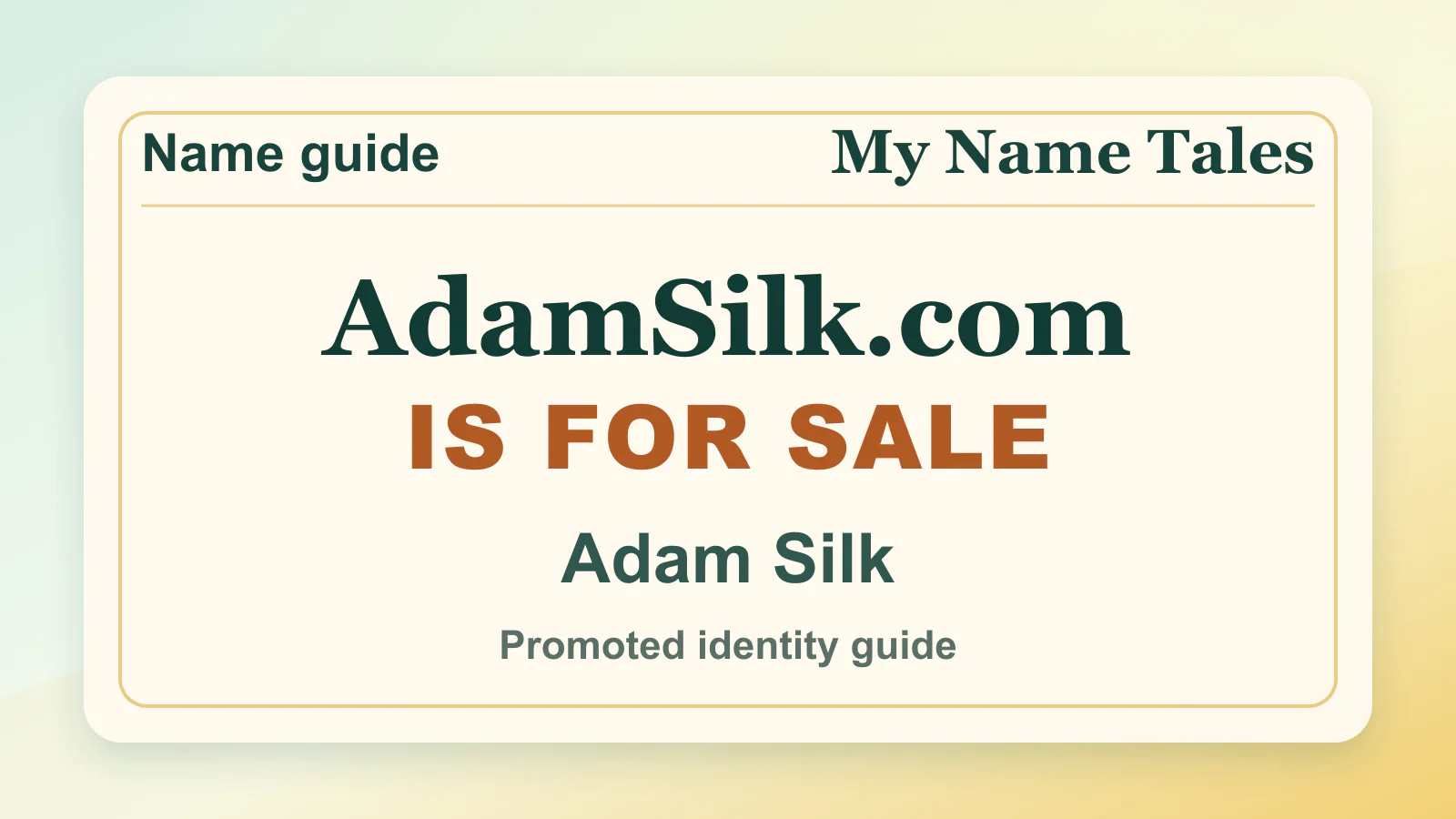 Adam Silk identity guide image — AdamSilk.com is for sale