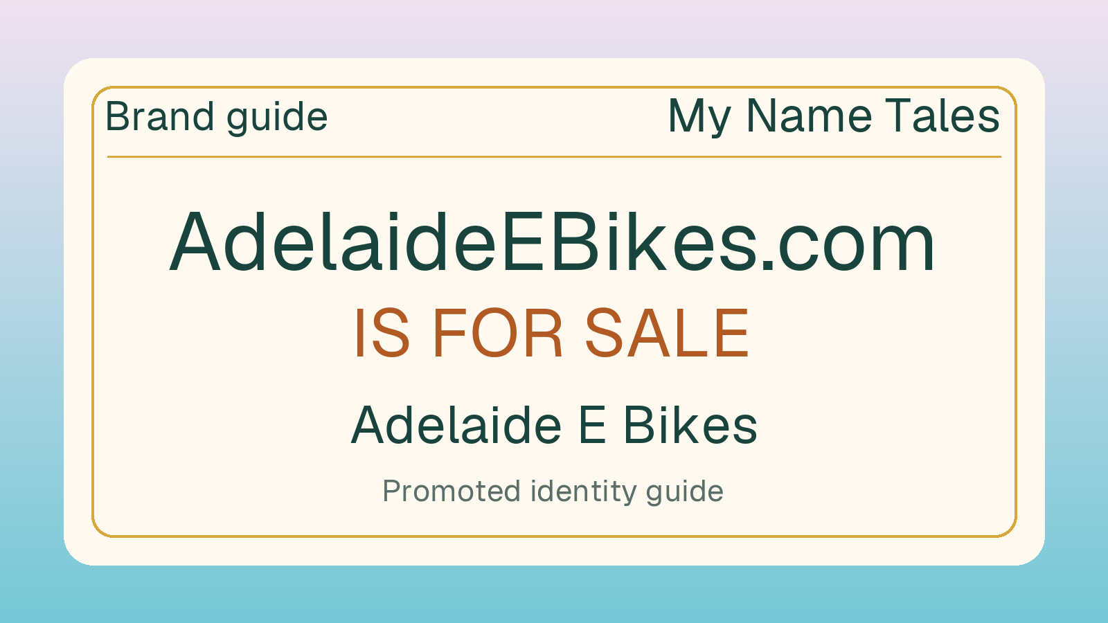 Adelaide E Bikes brand guide — AdelaideEBikes.com is for sale