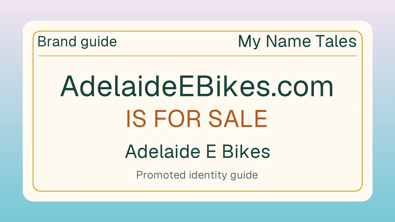 Adelaide E Bikes brand guide — AdelaideEBikes.com is for sale