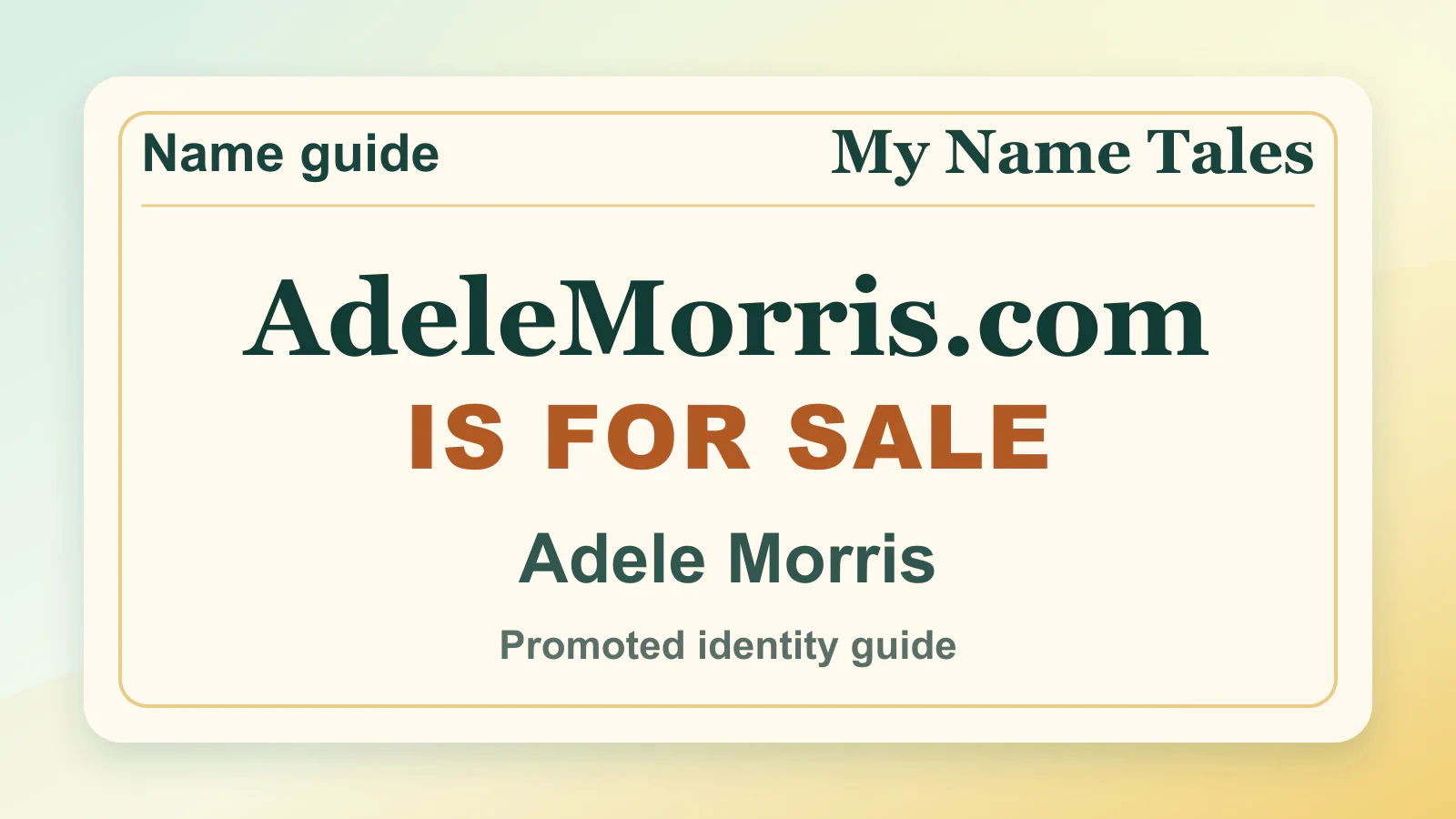 Adele Morris identity guide image — AdeleMorris.com is for sale