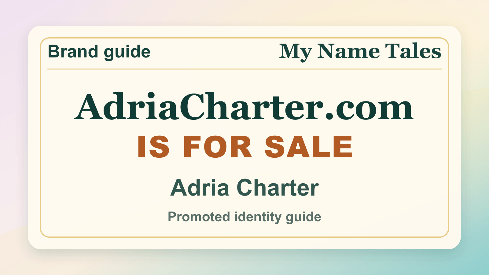 Adria Charter identity guide image — AdriaCharter.com is for sale