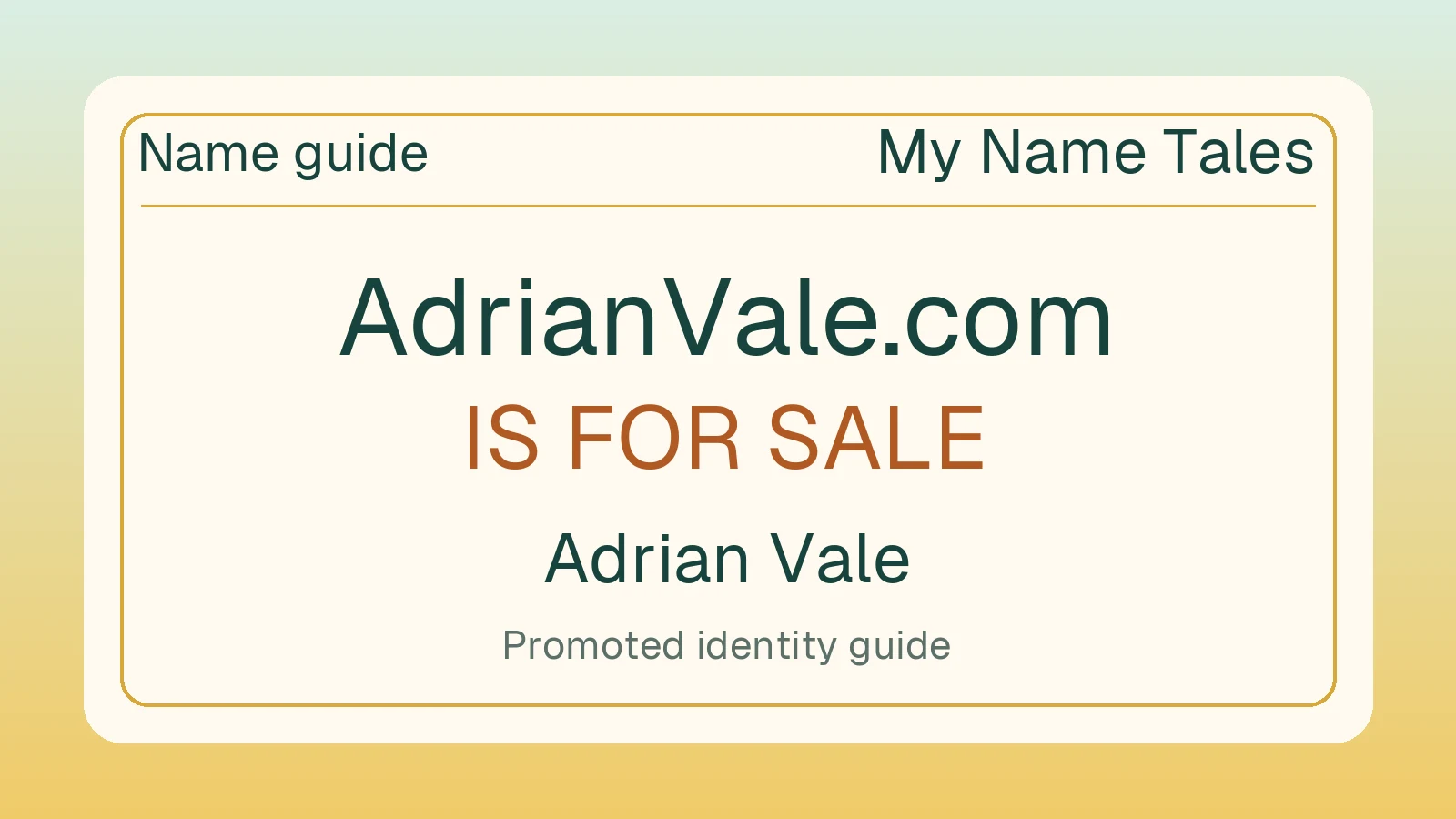 Adrian Vale name guide — AdrianVale.com is for sale