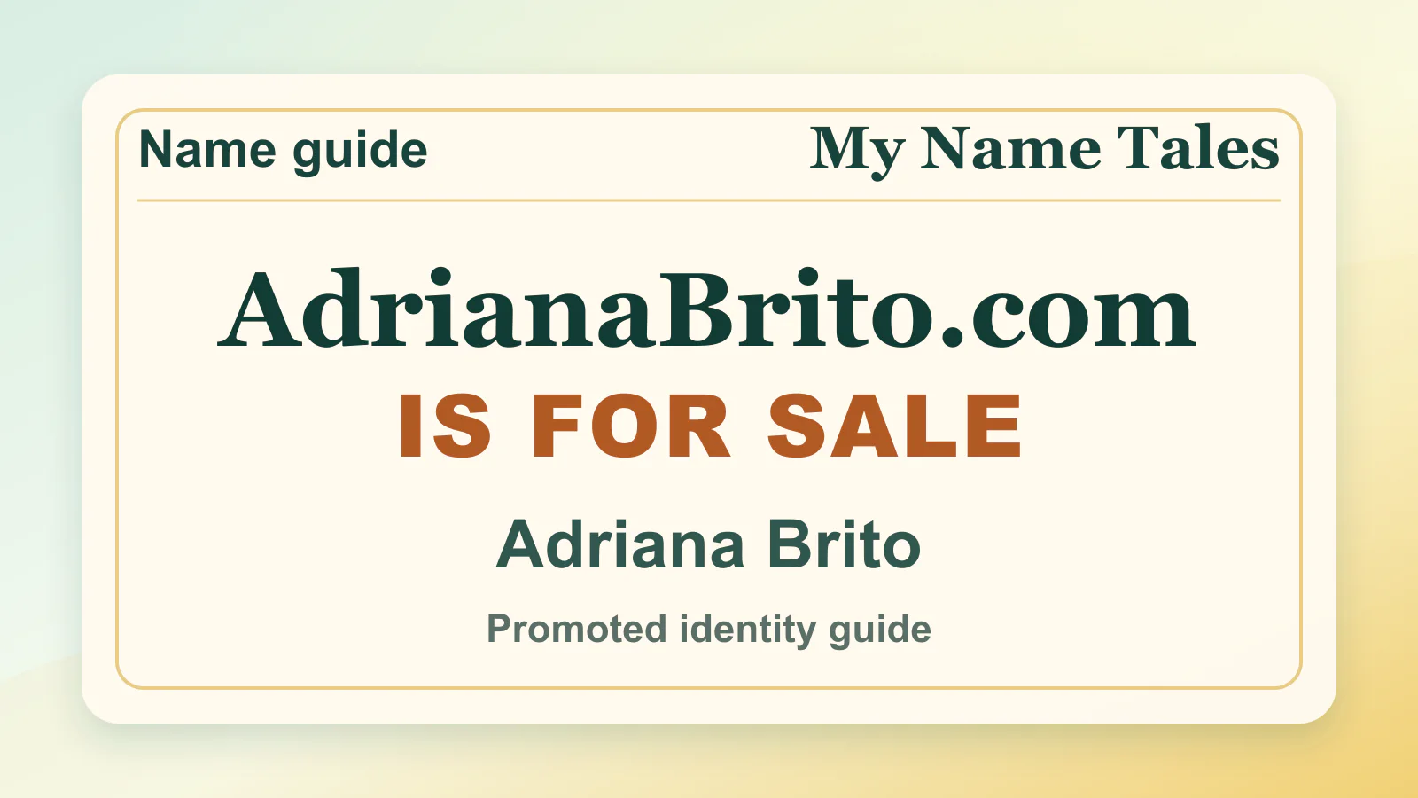 Adriana Brito personal name guide thumbnail on My Name Tales