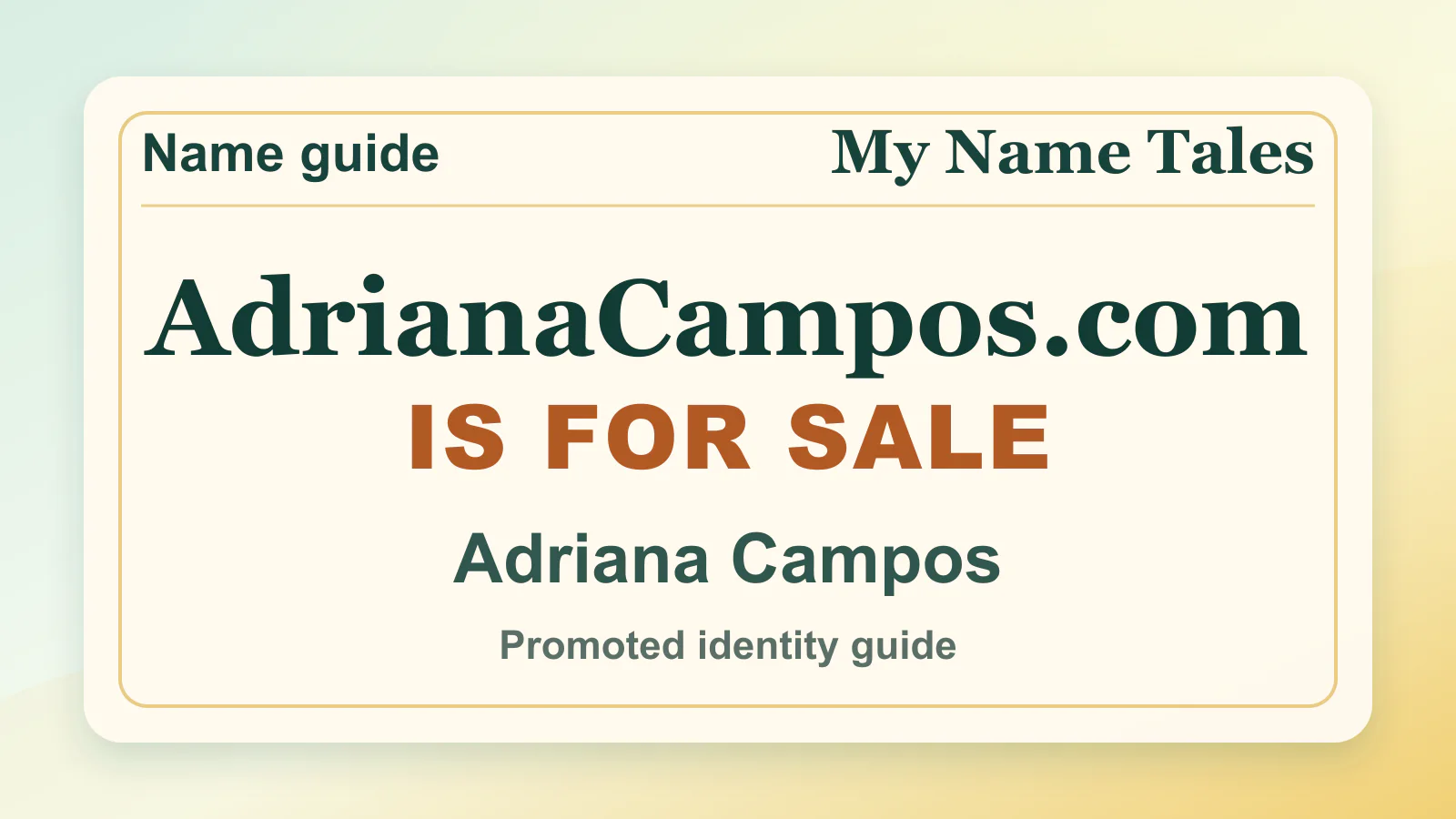 Adriana Campos personal name guide thumbnail on My Name Tales