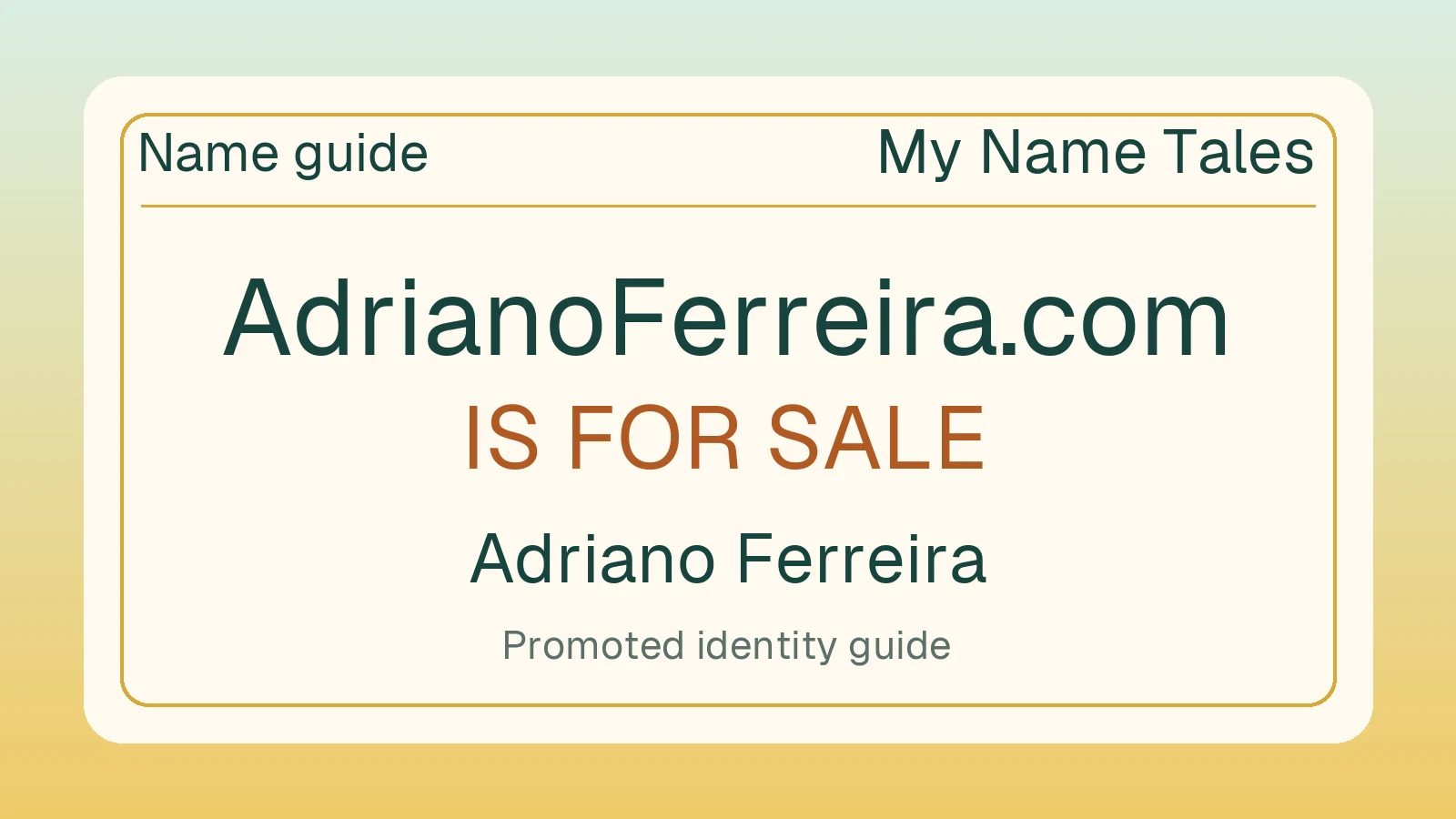 Adriano Ferreira name guide — AdrianoFerreira.com is for sale
