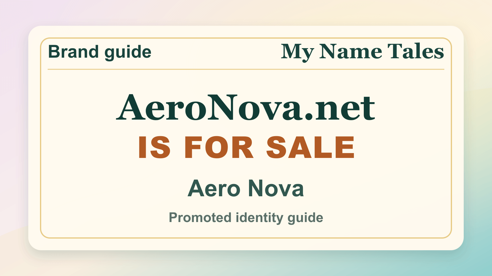 Aero Nova identity guide image — AeroNova.net is for sale