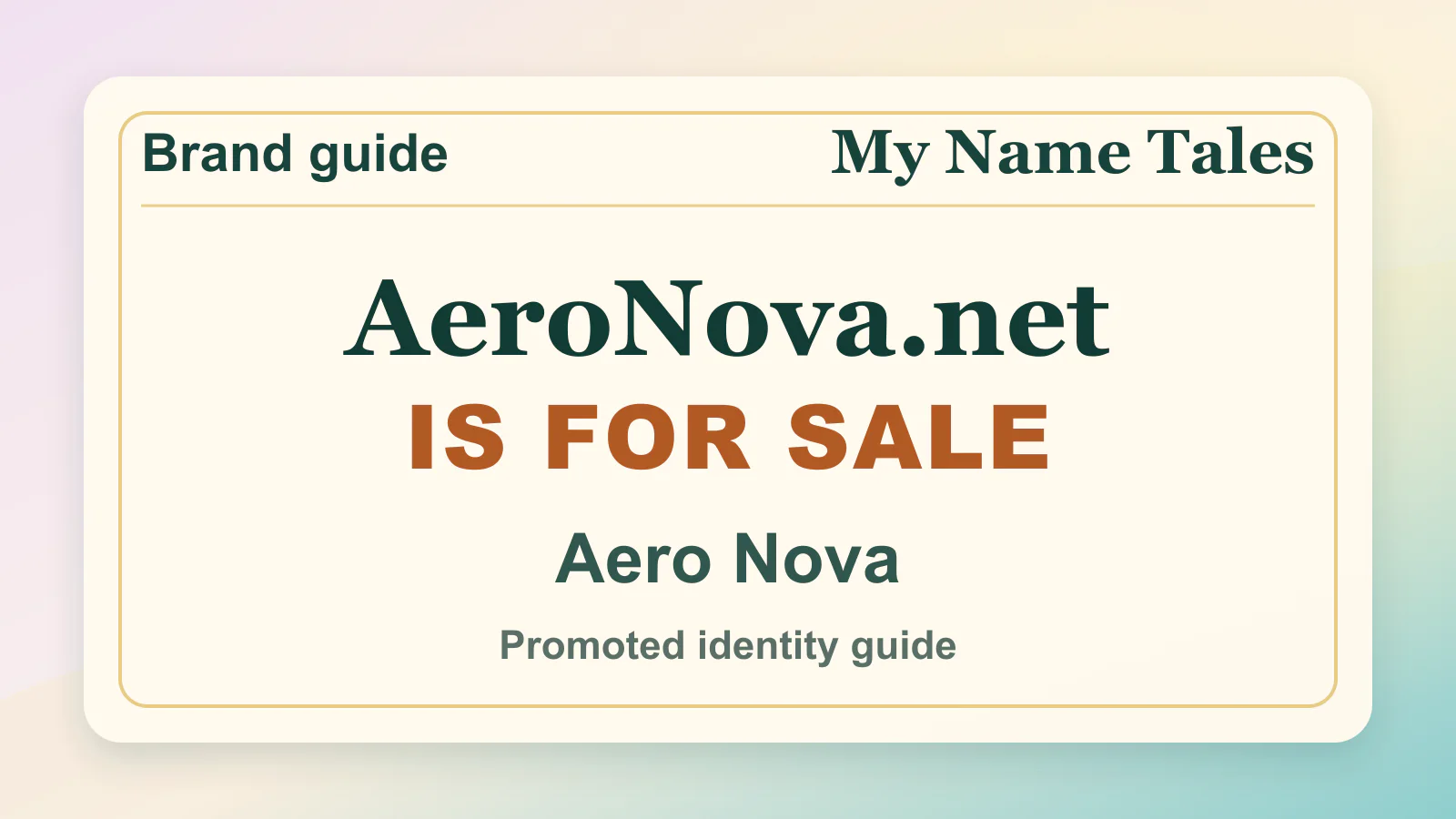 Aero Nova identity guide image — AeroNova.net is for sale