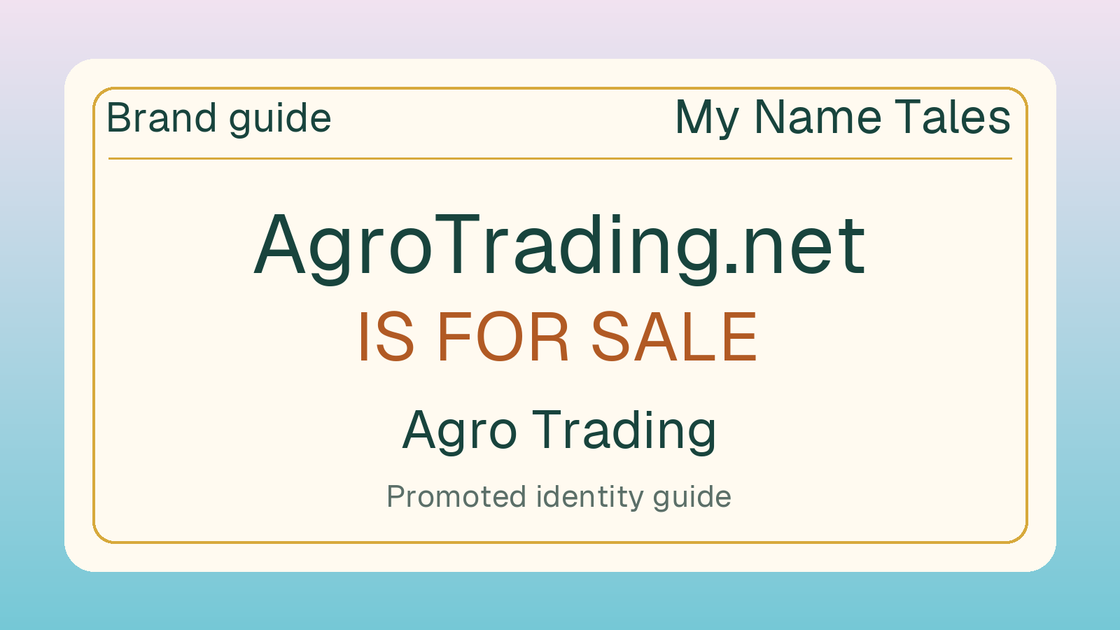 Agro Trading brand guide — AgroTrading.net is for sale