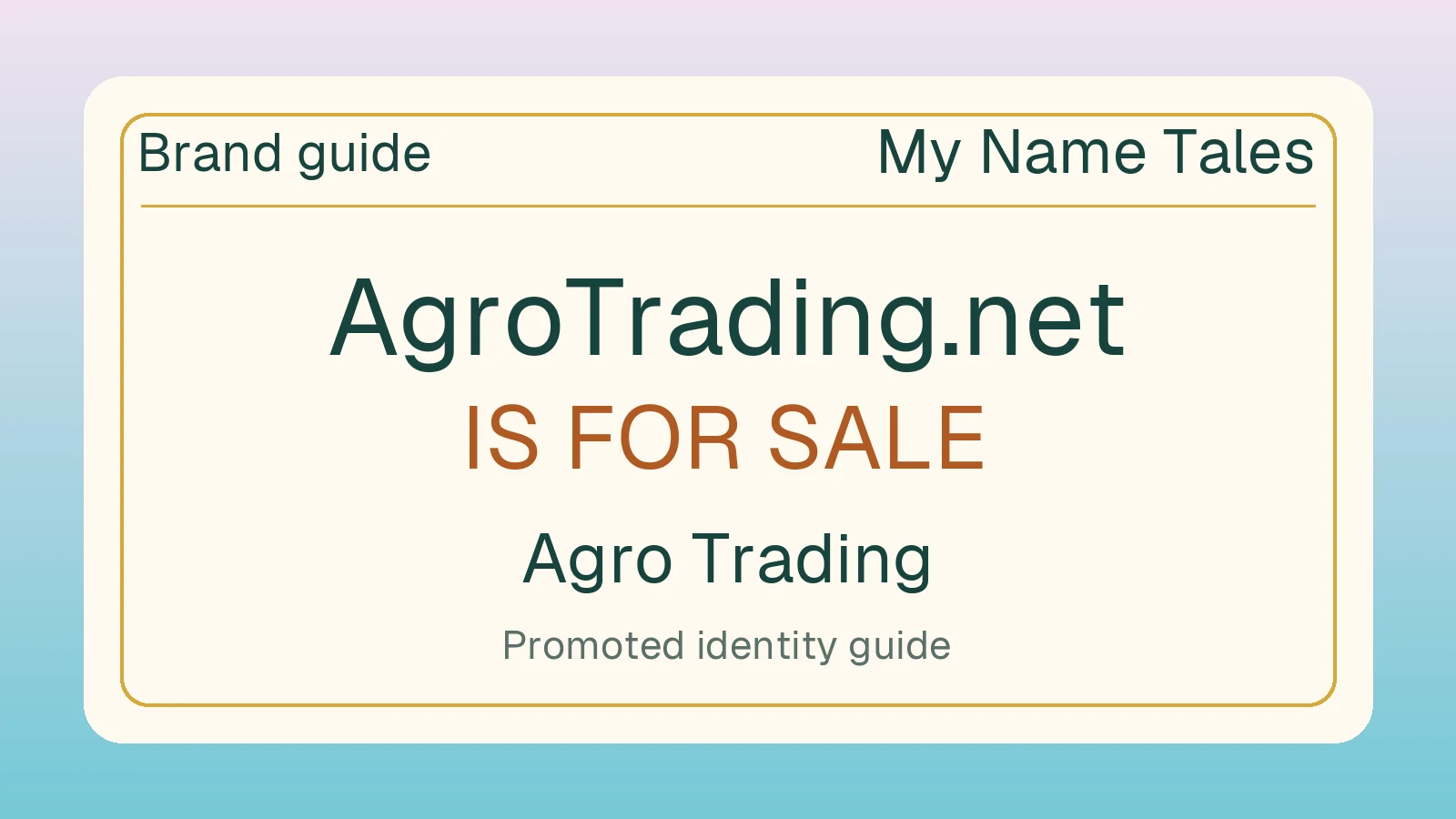 Agro Trading brand guide — AgroTrading.net is for sale