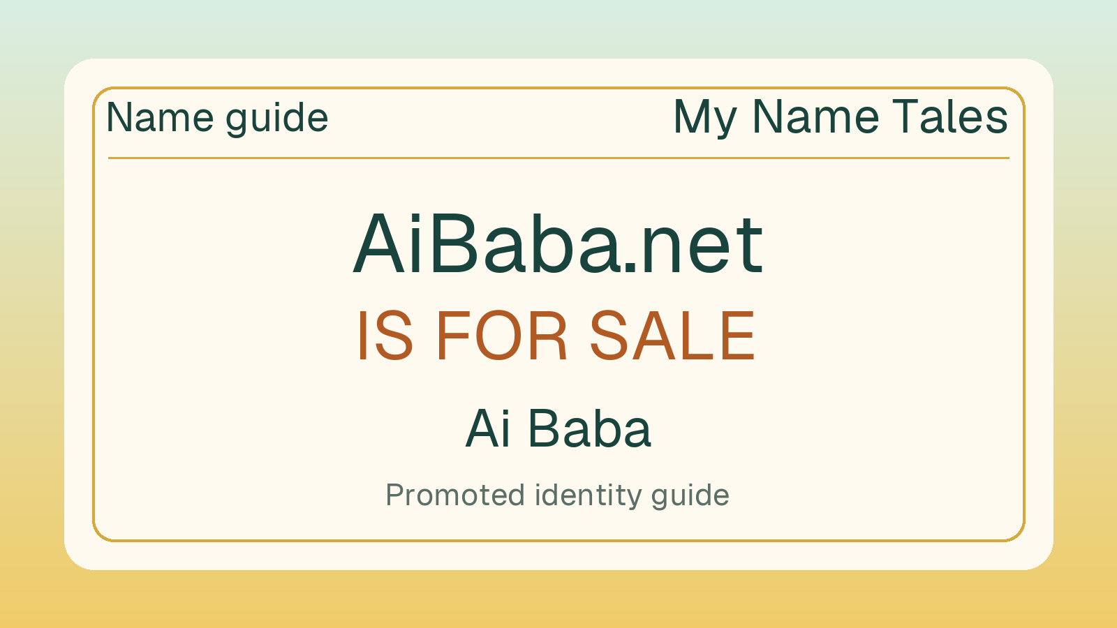 Ai Baba name guide — AiBaba.net is for sale