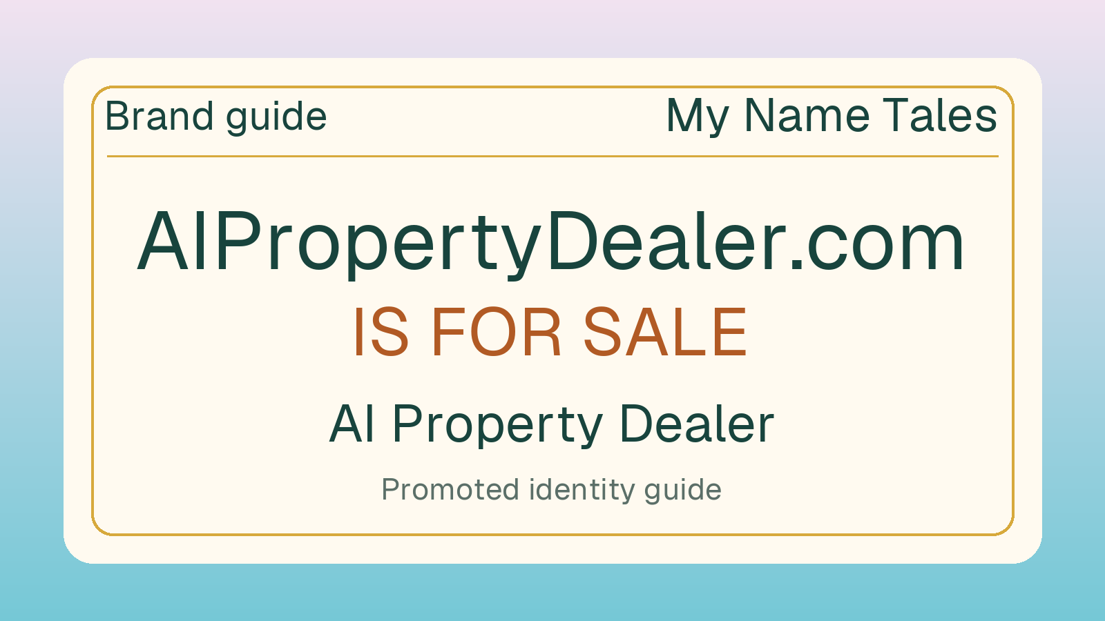 AI Property Dealer brand guide — AIPropertyDealer.com is for sale