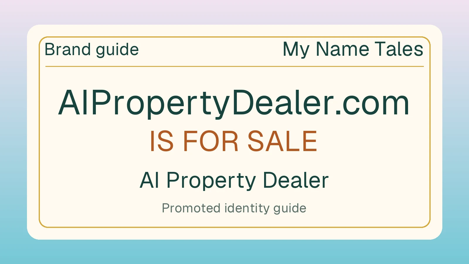 AI Property Dealer brand guide — AIPropertyDealer.com is for sale