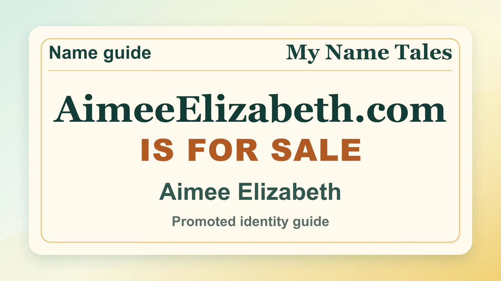 Aimee Elizabeth personal name guide thumbnail on My Name Tales