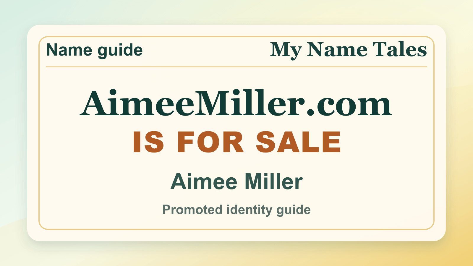 Aimee Miller identity guide image — AimeeMiller.com is for sale