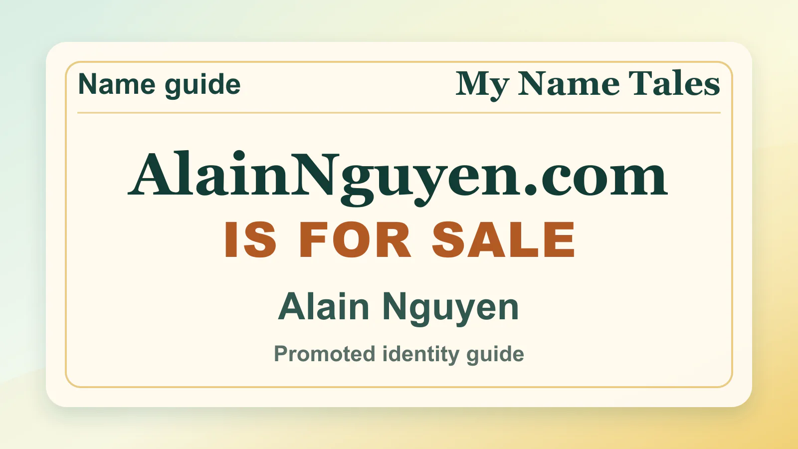 Alain Nguyen identity guide image — AlainNguyen.com is for sale