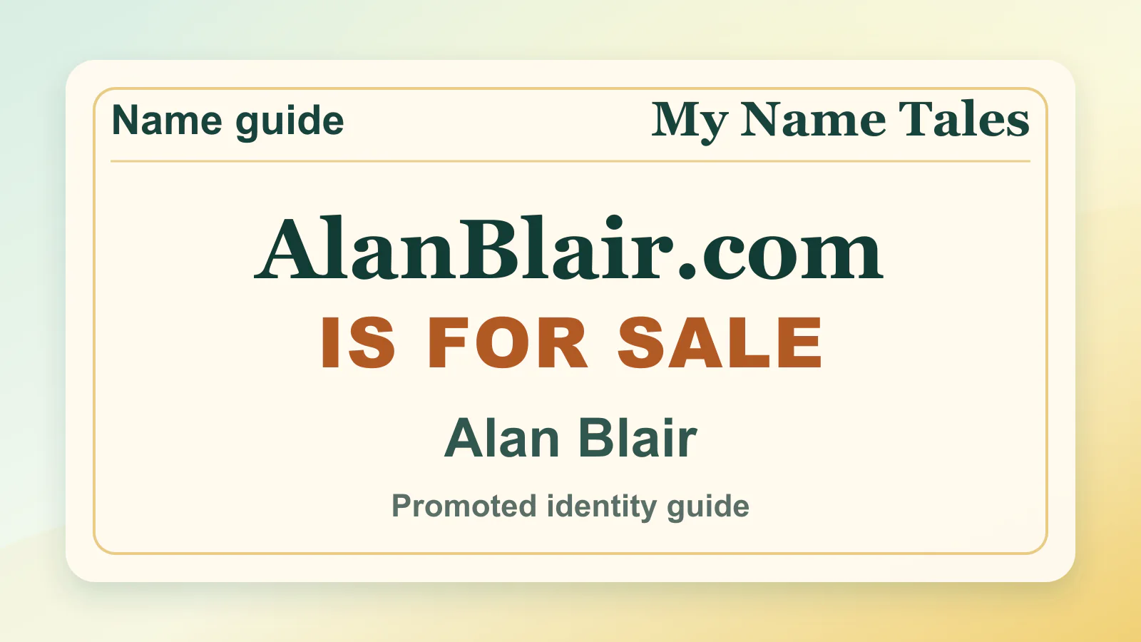 Alan Blair identity guide image — AlanBlair.com is for sale