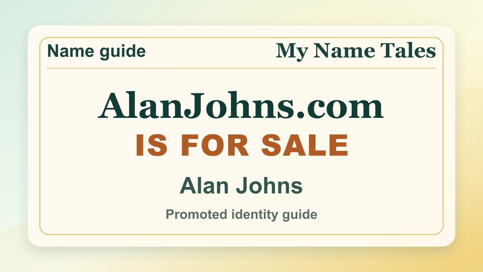 Alan Johns identity guide image — AlanJohns.com is for sale