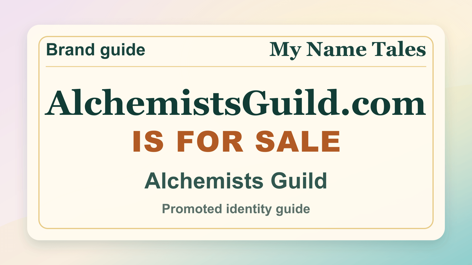 Alchemists Guild identity guide image — AlchemistsGuild.com is for sale