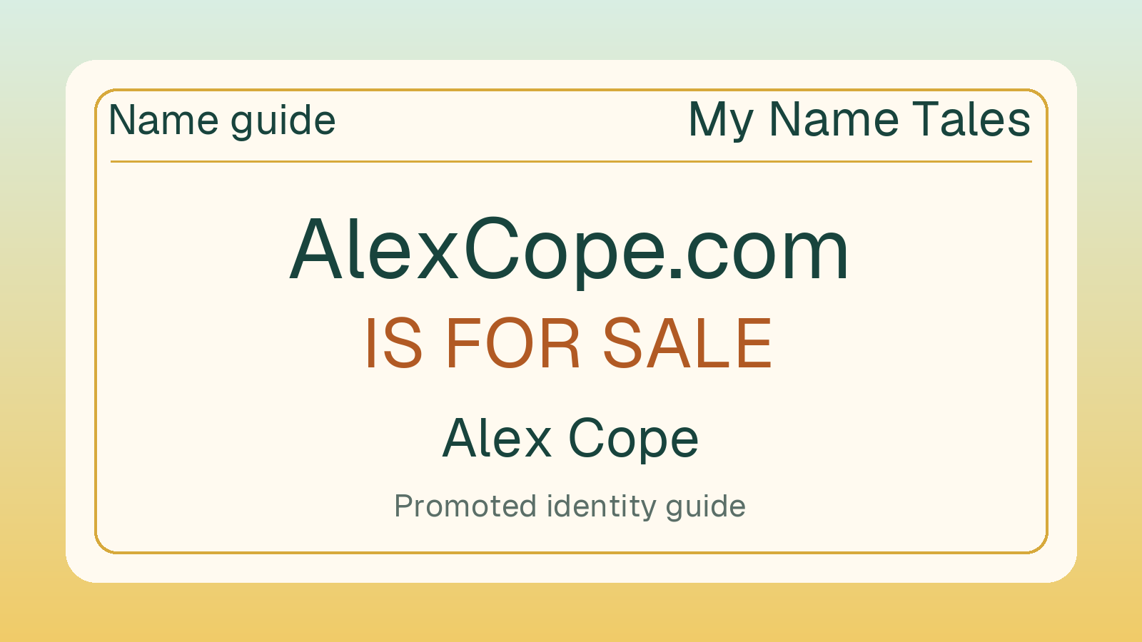 Alex Cope name guide — AlexCope.com is for sale