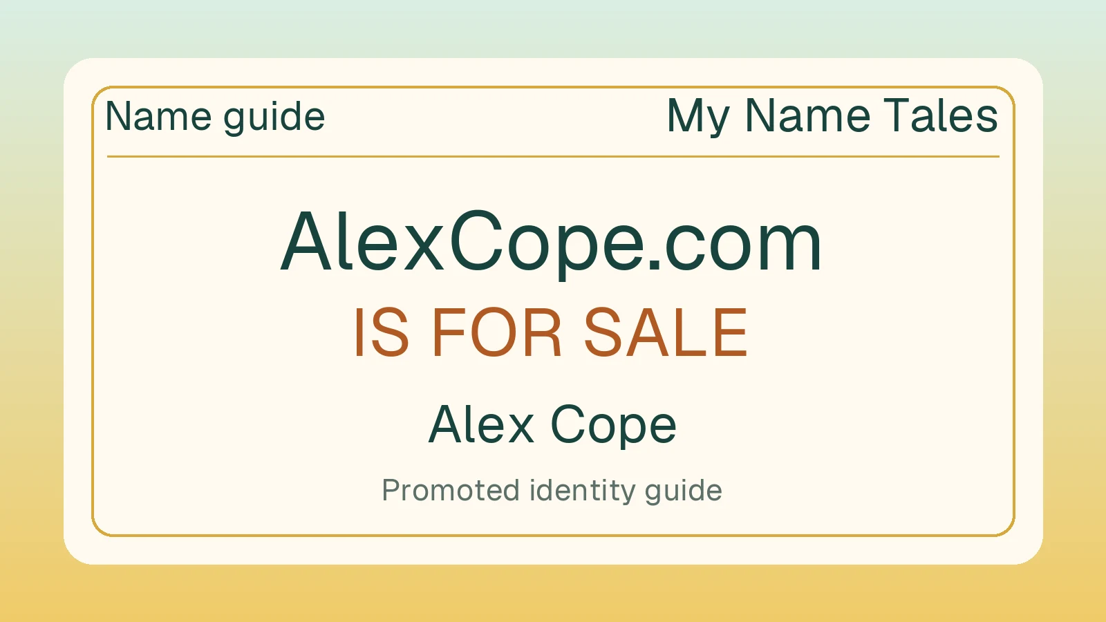 Alex Cope name guide — AlexCope.com is for sale
