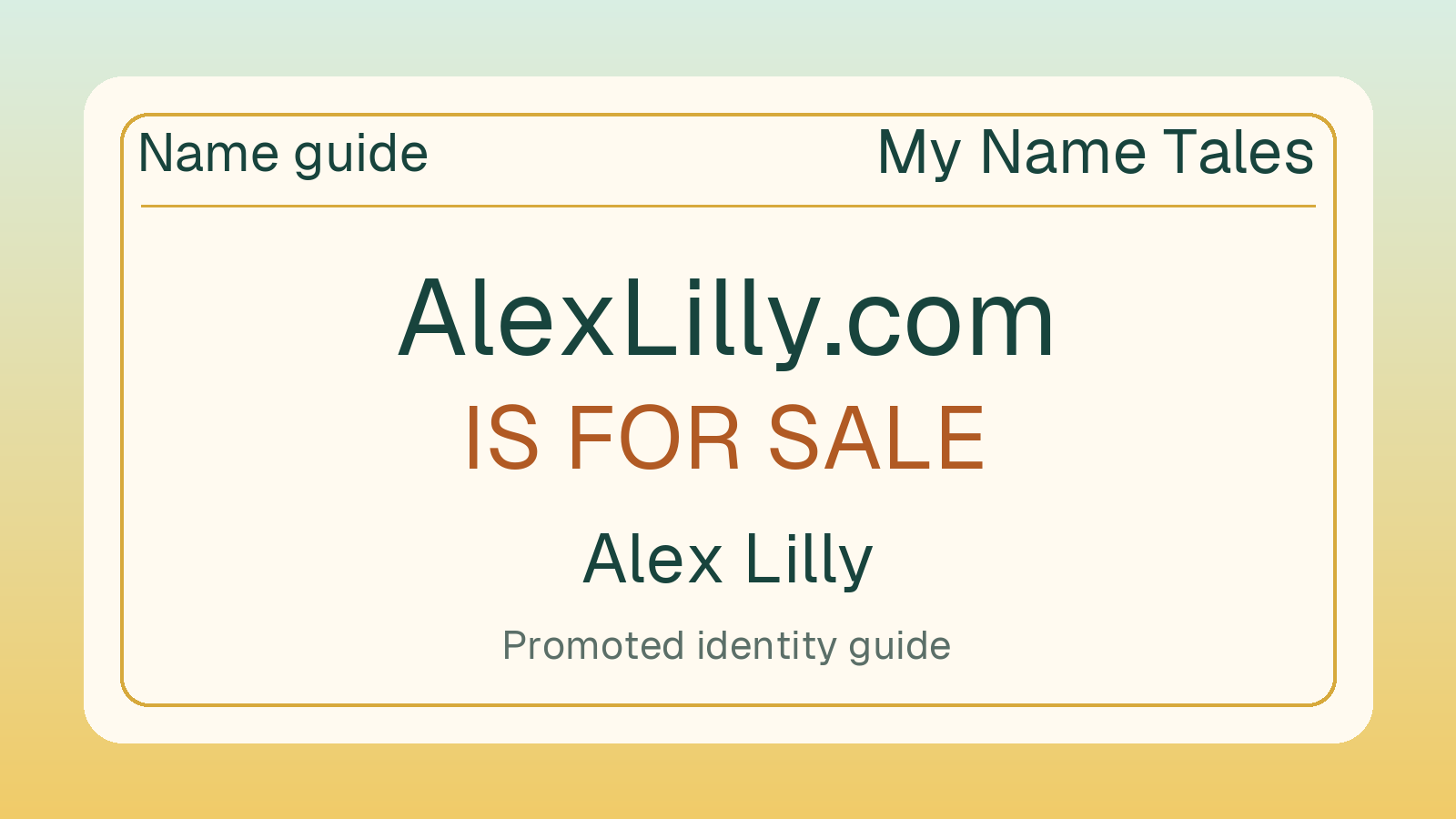 Alex Lilly name guide — AlexLilly.com is for sale