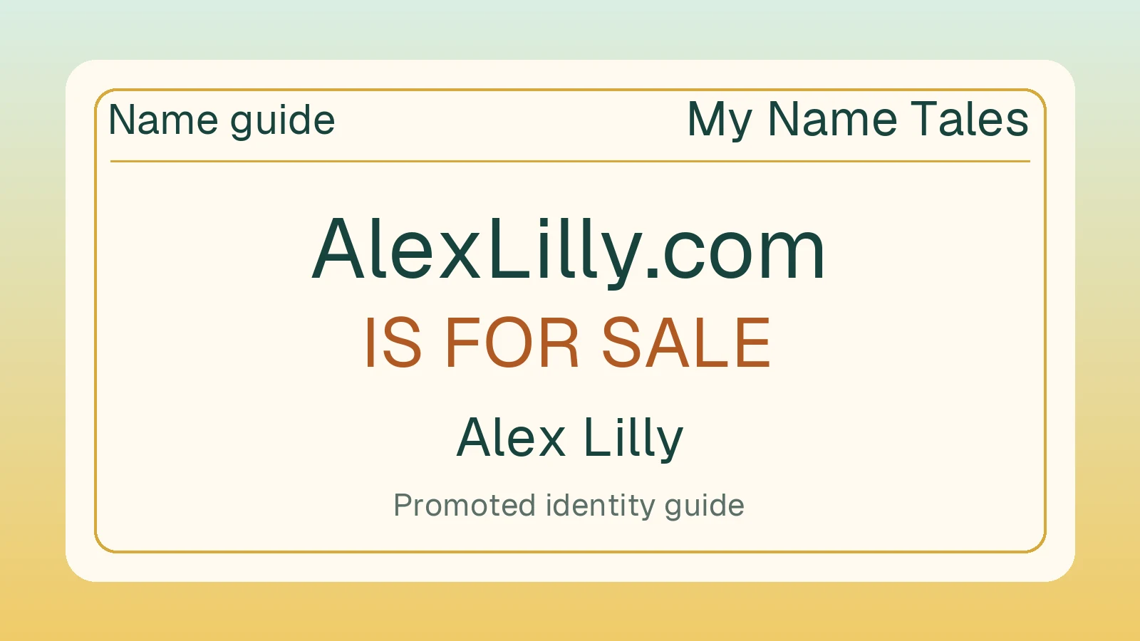 Alex Lilly name guide — AlexLilly.com is for sale