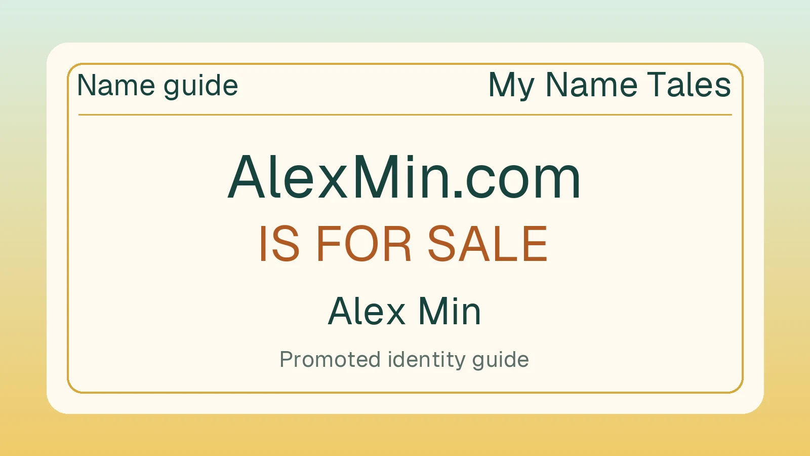 Alex Min name guide — AlexMin.com is for sale