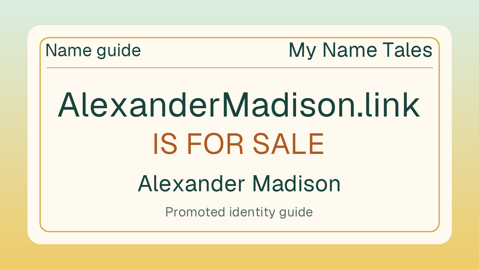 Alexander Madison name guide — AlexanderMadison.link is for sale