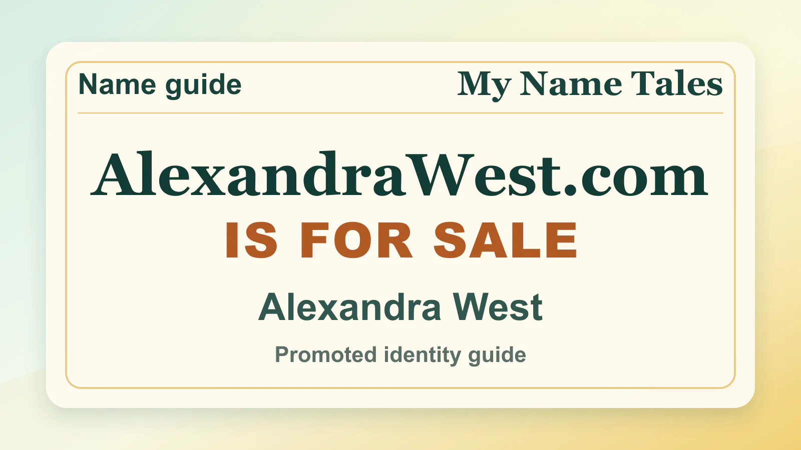 Alexandra West personal name guide thumbnail on My Name Tales