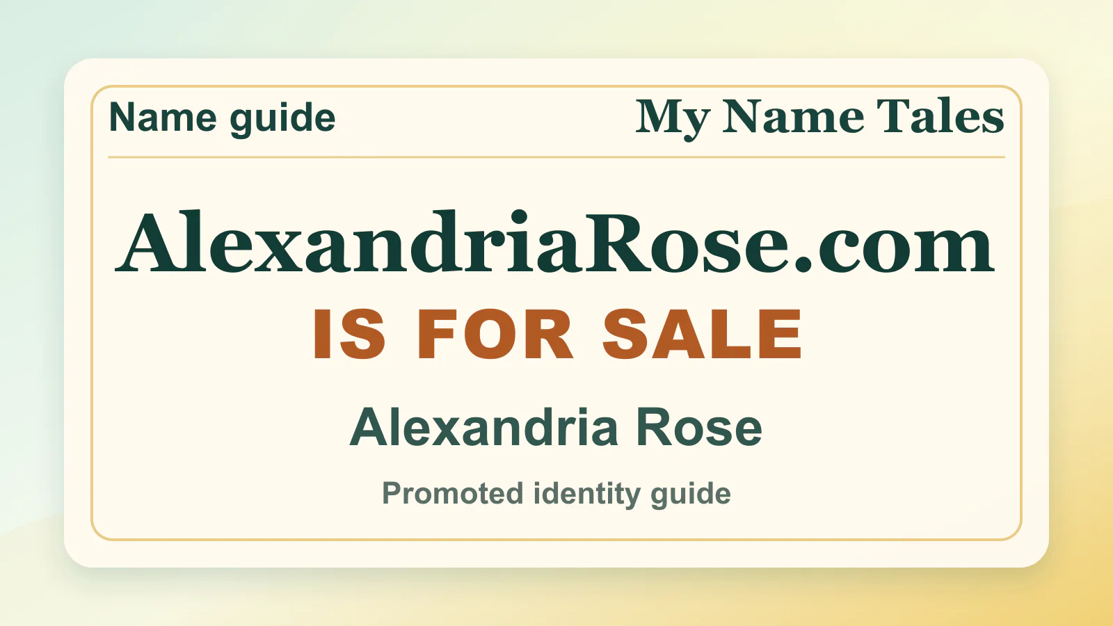 Alexandria Rose personal name guide thumbnail on My Name Tales