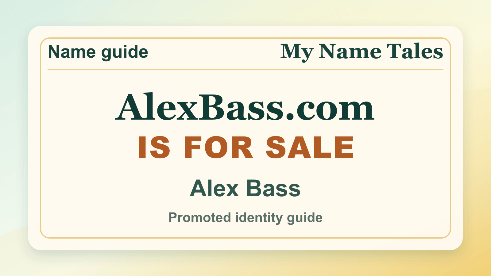 Alex Bass identity guide image — AlexBass.com is for sale