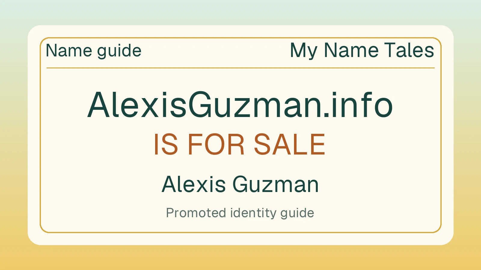Alexis Guzman name guide — AlexisGuzman.info is for sale