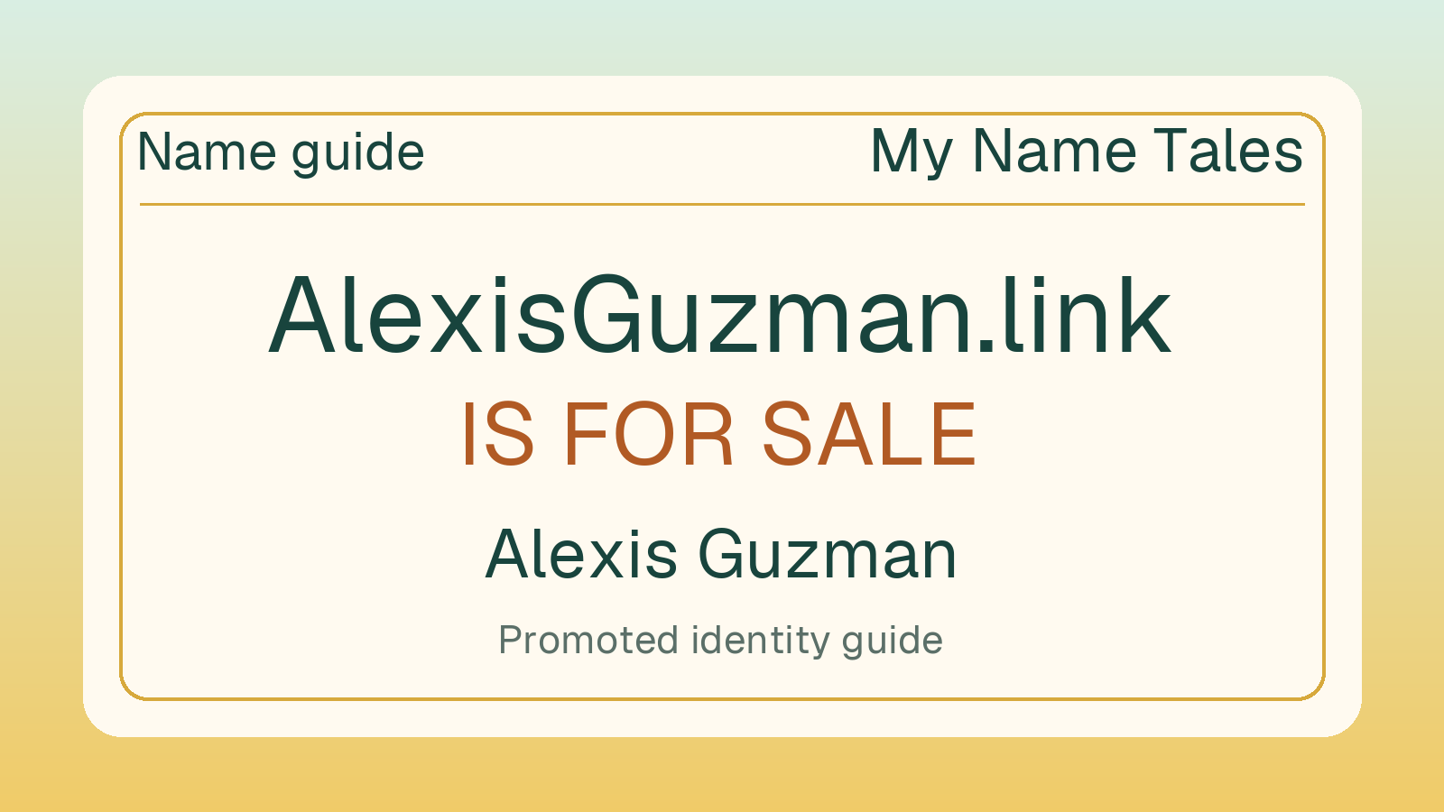 Alexis Guzman name guide — AlexisGuzman.link is for sale