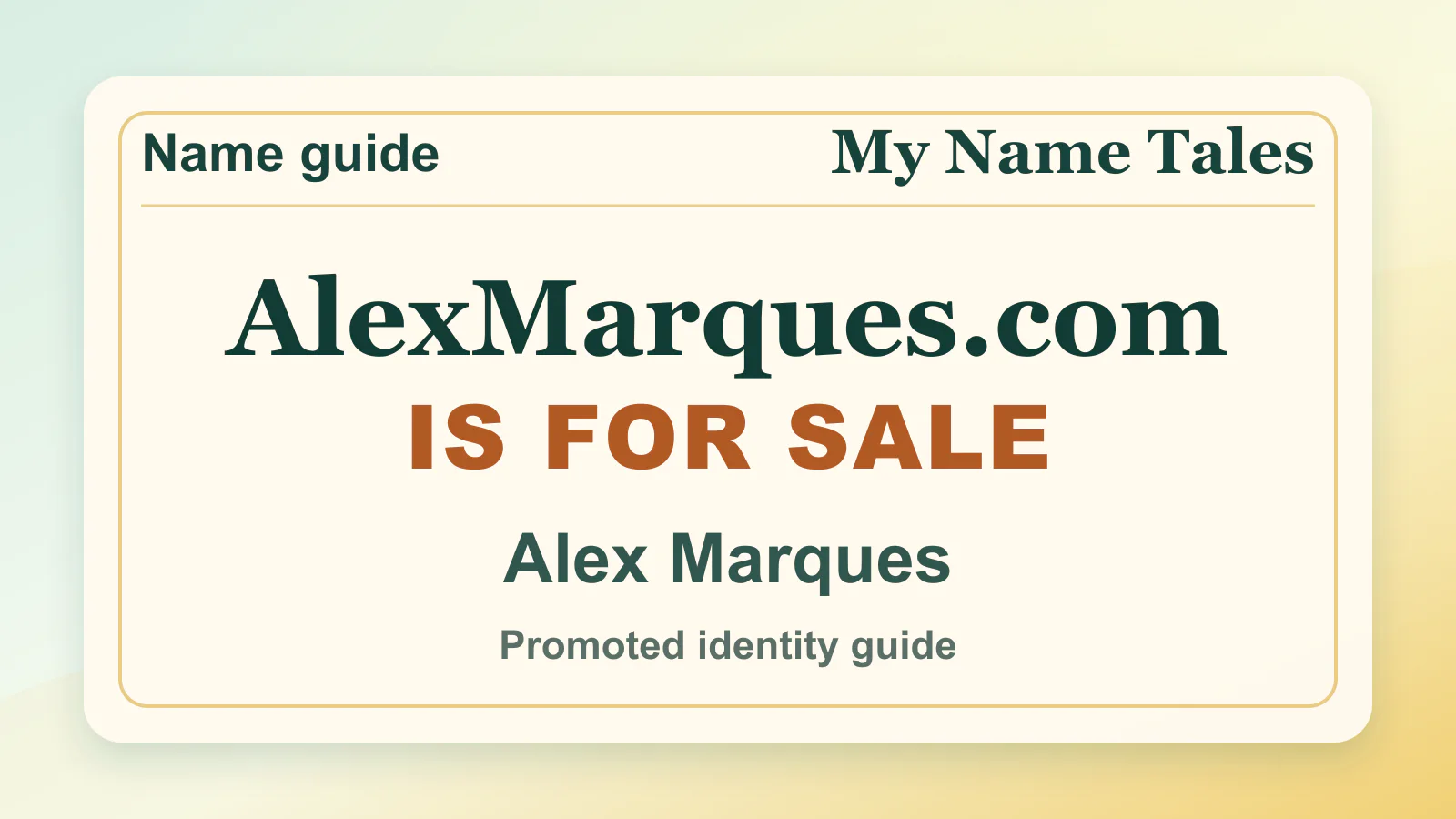 Alex Marques personal name guide thumbnail on My Name Tales