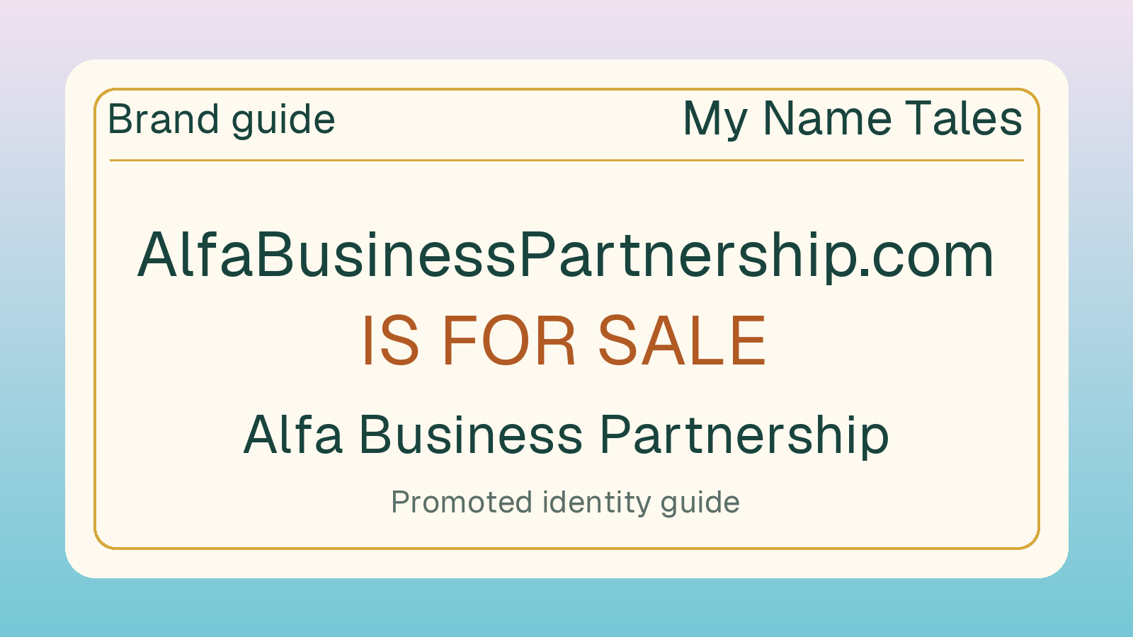 Alfa Business Partnership brand guide — AlfaBusinessPartnership.com is for sale