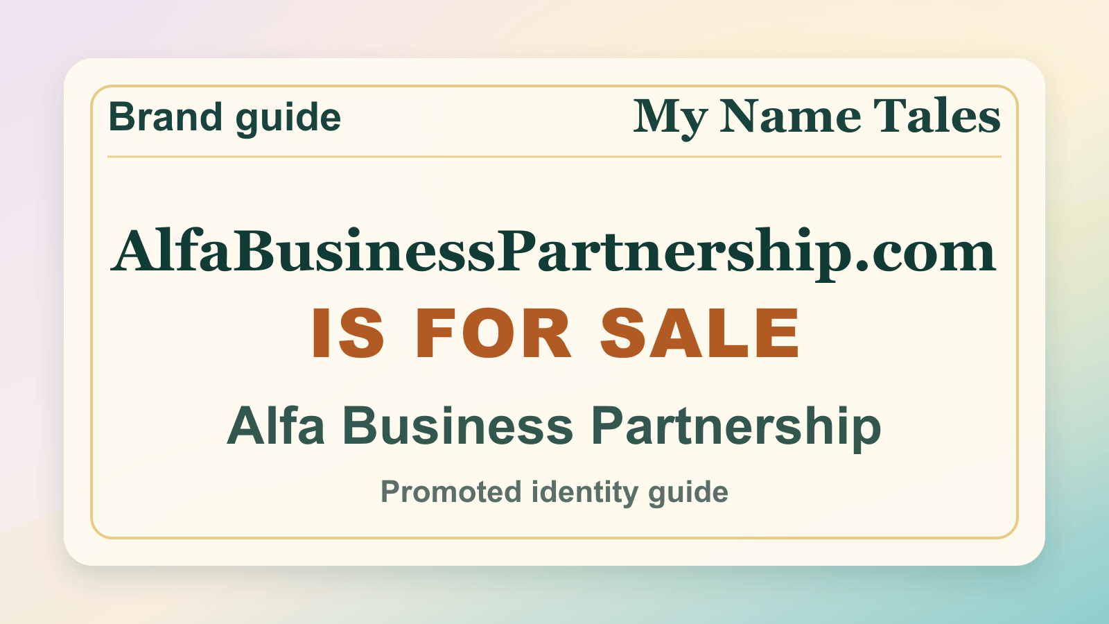 Alfa Business Partnership identity guide image — AlfaBusinessPartnership.com is for sale
